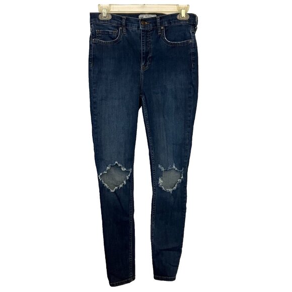 Free People Denim - Free People Womens Skinny Jeans High Rise Size 28 Medium Wash Distressed Denim